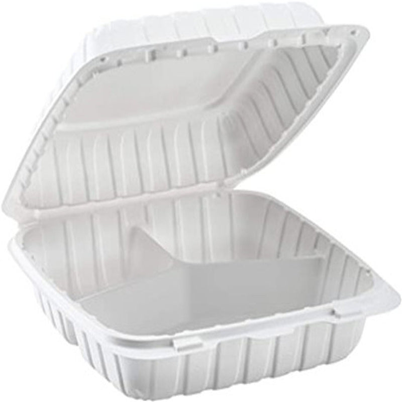 9 inch 3 Compartments Plastic Clamshell Food Containers 150 pcs