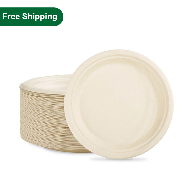 10" Biodegradable Paper Plates Microwavable 500 pcs