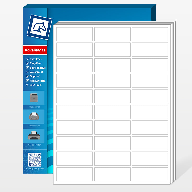 1" x 2-5/8" Blank Rectangle Address Labels White for Laser & Inkjet Printers