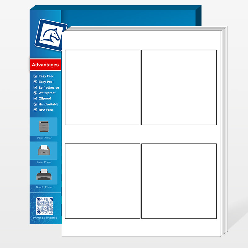 Sheet Label 4x4" Blank 100 sheets/box 10 boxes/CTN HB-S004-100