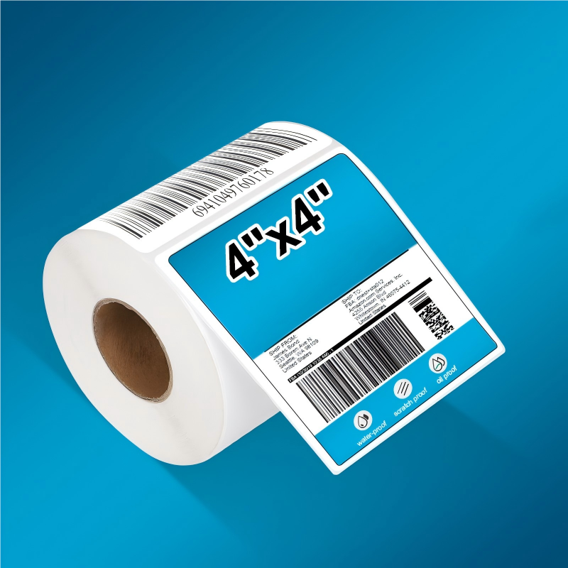 4" x 4" Direct Thermal Roll Labels - 1500 Labels/Roll, 4 Rolls/CTN