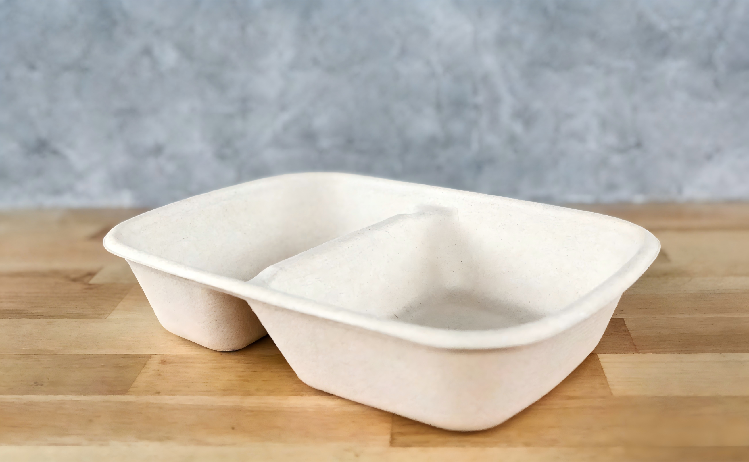 30oz Rectangle 2-Compartment Fiber Containers 300 pcs