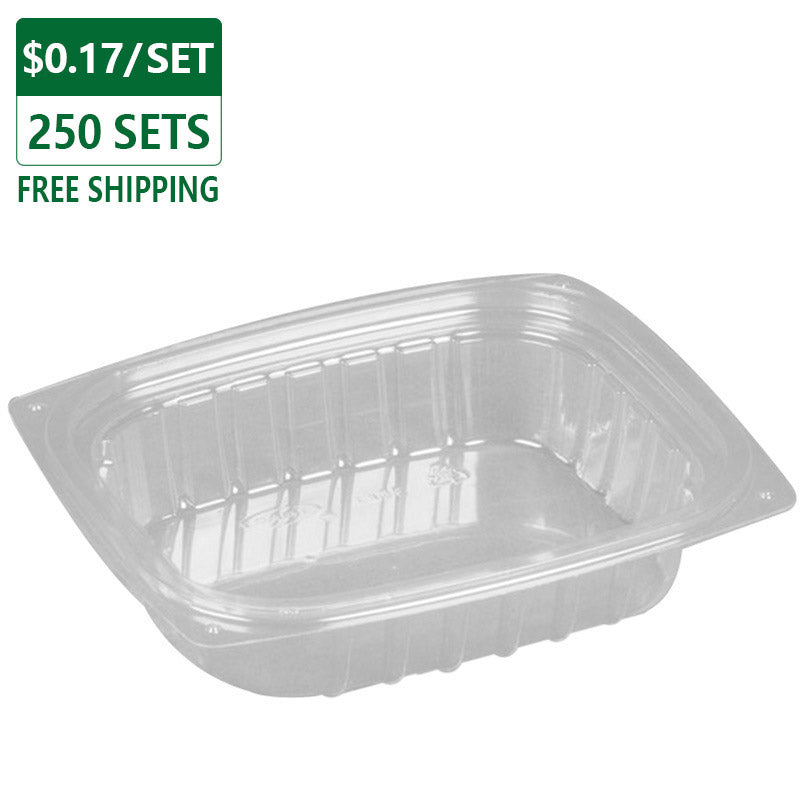 8 oz Clear Rectangular Plastic Container With Lids 250 sets
