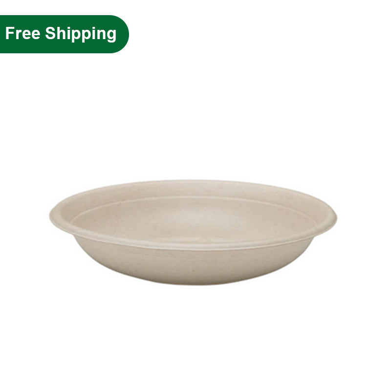 24 oz Compostable Fiber Bowls Round PFAS Free 500 pcs