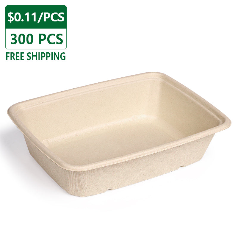 36 oz Disposable Rectangle Fiber Containers 300 pcs