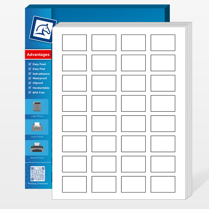 1" x 1 1/2" Blank Rectangle Labels 32 Labels Per Sheet/100 Sheets